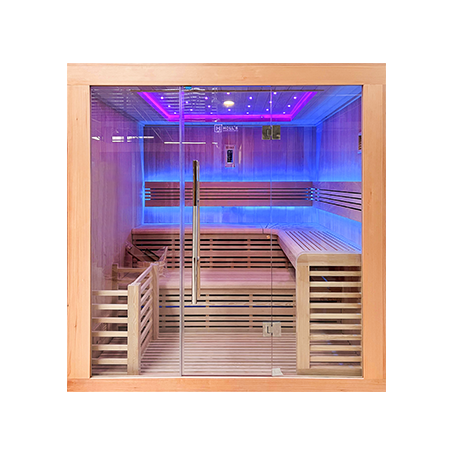 סאונת אדים Utopia מבית Holl's מציעה חוויית ספא ביתי מסורתי יוקרתי, עם עיצוב מרווח המתאים ל-3, 4 או 6 אנשים. מצוידת בתנור Harvia Vega לחימום אחיד ותאורת LED כרומותרפית ליצירת רוגע ושלווה. הסאונה משלבת טכנולוגיה מתקדמת עם עץ איכותי, מושלמת לניקוי רעלים, שחרור מתחים וליצירת חוויית ספא יוקרתית בביתכם. מתאימה במיוחד למי שמחפש פתרון בריאותי ושדרוג אורח החיים.